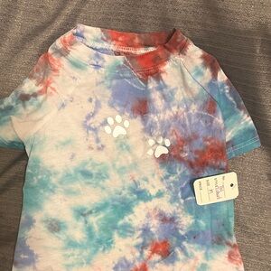 New Pet Tie-Dye Reflective Paw Print T-Shirt size Medium Dog, Cat, Monkey